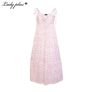 Lady Plus เดรสแม็กซี่สายเดี่ยวลายดอกไม้มัดอก | Knotted Floral Maxi Dress ชุดเดรสยาว สีชมพู