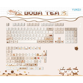 YUNZII Boba keycap set คีย์แคปโบบา ชานมไข่มุก น่ารักๆ Cherry Profile 149ปุ่ม ปุ่มกดคีย์บอร์ด แต่งโต้ะคอม Gaming