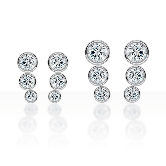 PiercingRoomByJay, จิว/ต่างหูสำหรับผิวแพ้ง่าย Three Stones Curved แป้นแบน เงินแท้