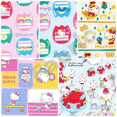 Jfabric ผ้า SanrioCotton100% คอตตอน นำเข้าญี่ปุ่น ลิขสิทธิ์แท้ พิมพ์ลาย Kitty คิตตี้ ซานริโอ้