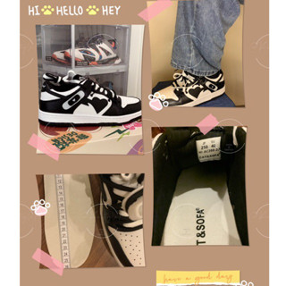 Cat and Sofa Band-Aid/Black and White Panda Couple Versatile Skateboard Shoes รองเท้าผ้าใบคู่รัก unisex