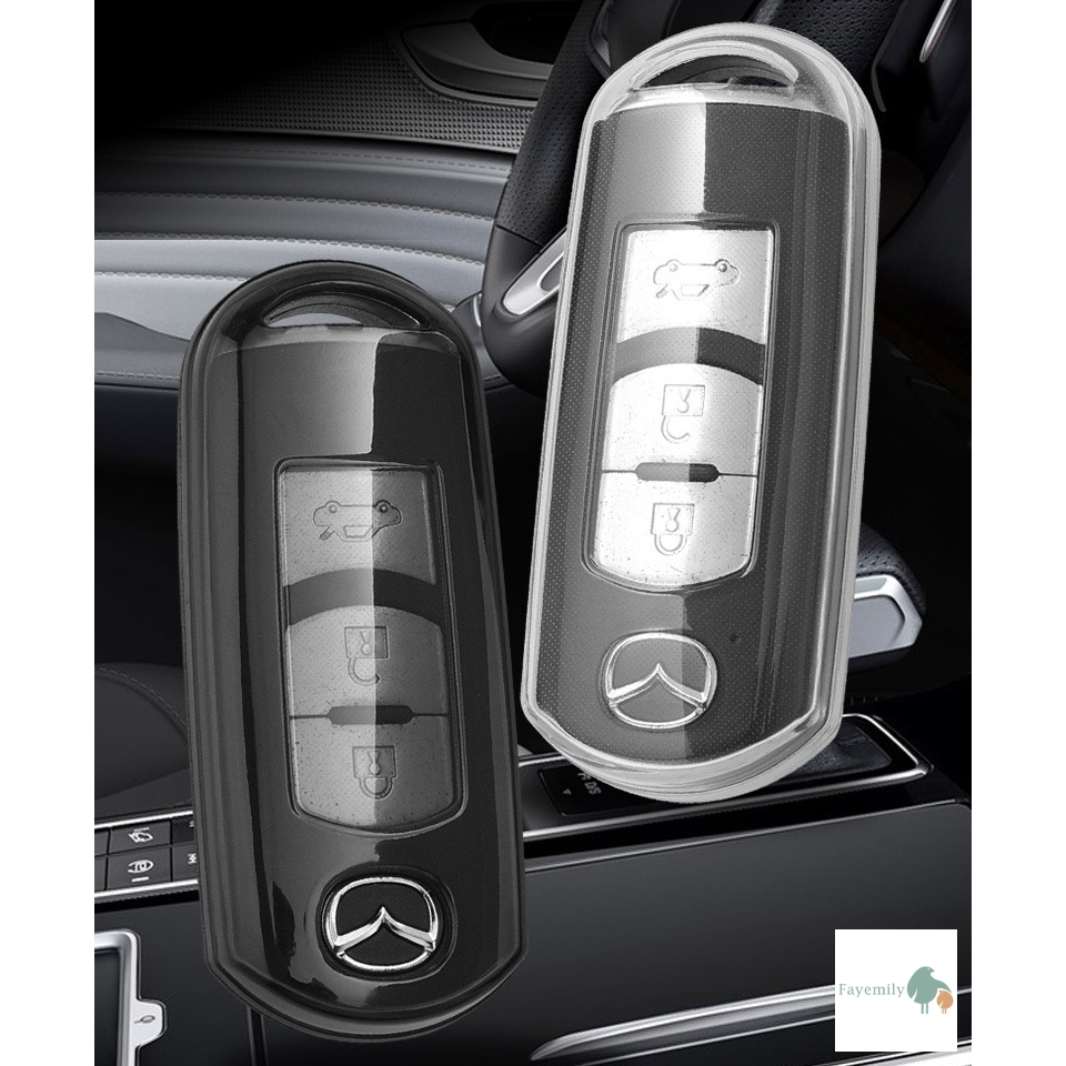 *สินค้าพร้อมส่ง* เคสกุญแจรถยนต์ Mazda เคสกุญแจรีโมทรถยนต์ เคสกุญแจรถแบบใส ใสดำ แกะง่าย Car Key Case 