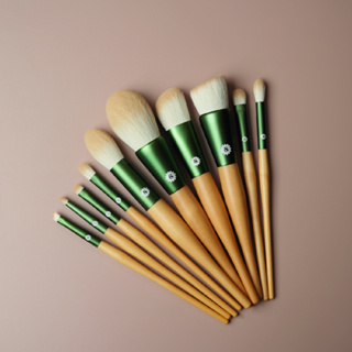 SUPERMOM l Shizen Brush Set (ชุดแปรงขนสังเคราะห์สไตล์ญี่ปุ่น เกรดพรีเมี่ยม ด้ามไม้ จำนวน 10 ด้าม)