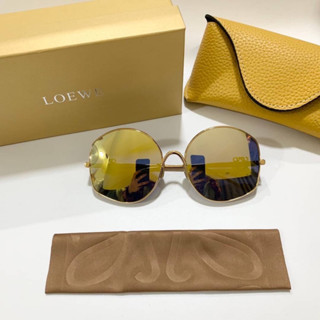 LOEWE FIBER GOLDEN BLACK FRAME MULTI COLOR LENS ROUND SUNGLASSES แว่นกันแดดแบรนด์โลเอเว่ เลนส์ปรอท