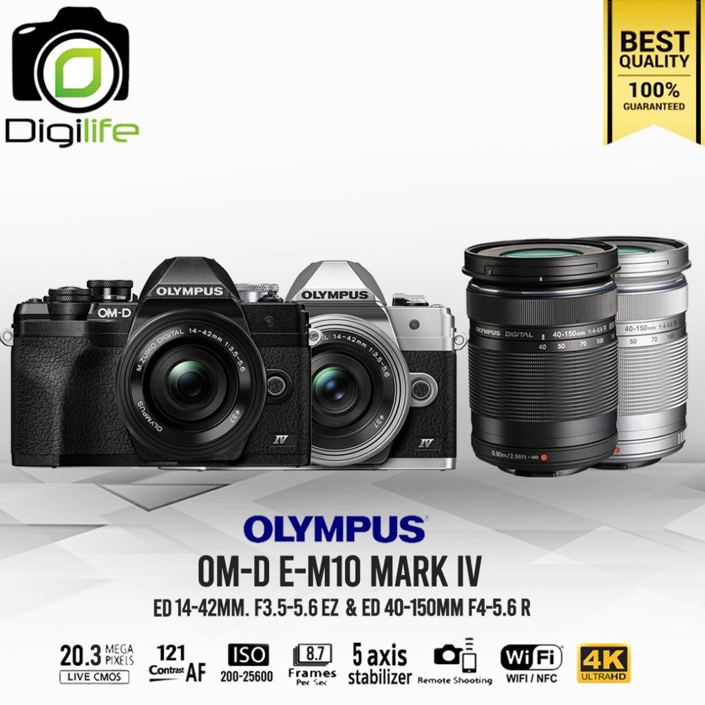 Olympus Camera OM-D E-M10 Mark 4 Double Kit (14-42 & 40-150mm.) เมนูไทย - รับประกันร้าน Digilife Tha