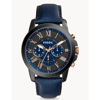 fossil FS5061 Chronograph Navy Leather Watch