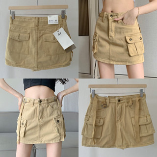 🪵🪹Cargo skirt 🪵🪹กางเกงกระโปรงผ้ายีนส์ฟอก S-XL