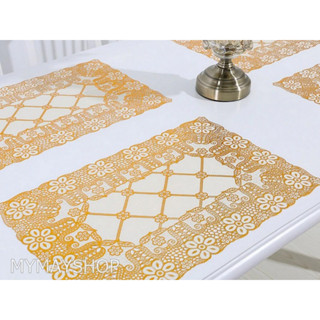 แผ่นรองจาน พลาสติก pvc สีทอง พร้อมลายสวยหรู PVC Placemat Dining Tables Mats