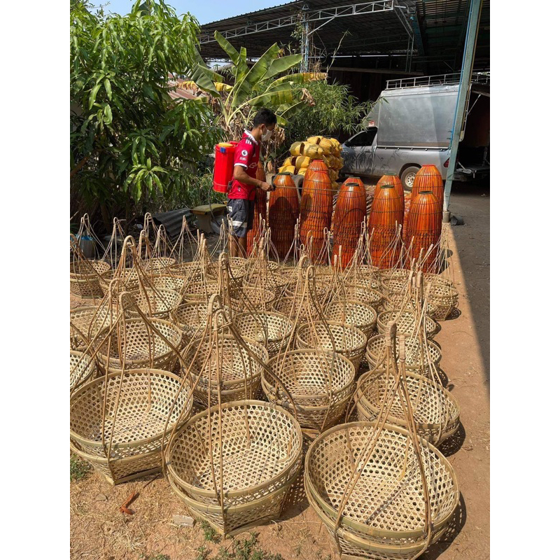 หาบเหรียญโปรยทาน หาบขายขนม ตะกร้าหาบสาแหรก(ราคา/คู่)