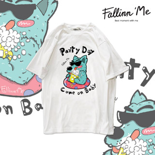 FallinnMe เสื้อยืดแขนสั้น Party Day ขาว ดำ