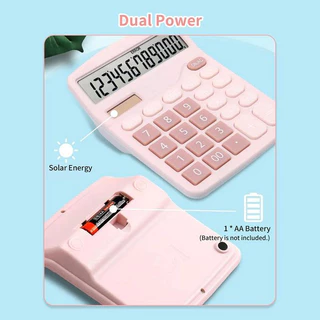 DEXIN bst เครื่องคิดเลขดิจิตอล 2 ระบบ เครื่องคิดเลขดิจิตอล 12 หลักสีฟ้าชมพู DX-837B
