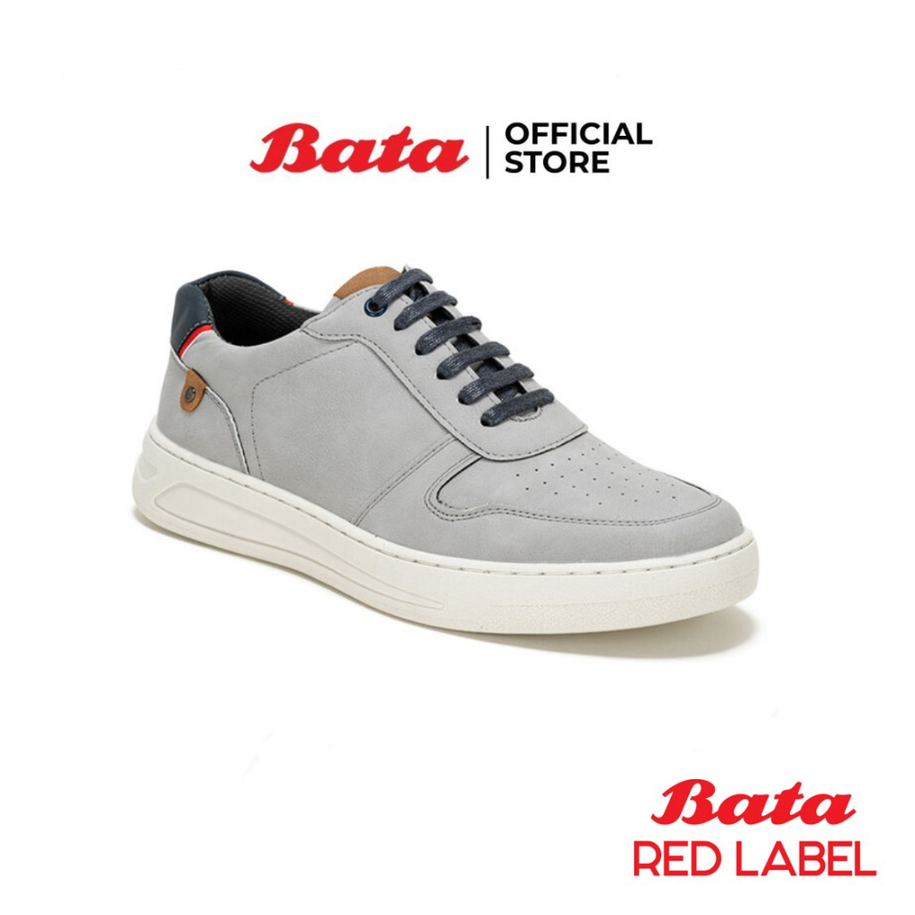 Bata บาจา Red Label รองเท้าผ้าใบแบบผูกเชือก แฟชั่น สวมใส่ง่าย ดีไซน์เรียบหรู สำหรับผู้ชาย รุ่น PARTH-RL สีเทา 8212106