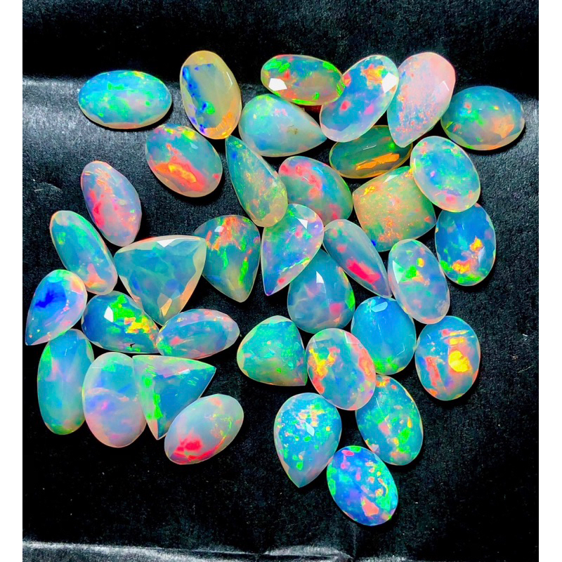 Natural AAA+++ Faceted Opal Gemstone Lot 6-8 MM Top Quality 1 Piece Faceted Opal Ethiopian Cut Opal Welo Gemstone