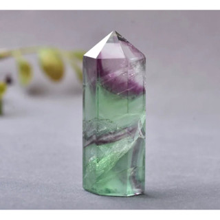 1PC Natural Fluorite Hexagonal Column Crystal Point Healing Wand Mineral Crystal Home Decoration Stone 45-55mm Handmade