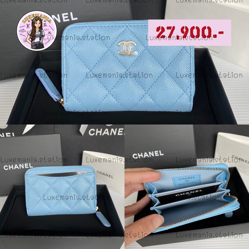 👜: New!! Chanel Zippy Card Holder สีฟ้า 22S ‼️ก่อนกดสั่งรบกวนทักมาเช็คสต๊อคก่อนนะคะ‼️