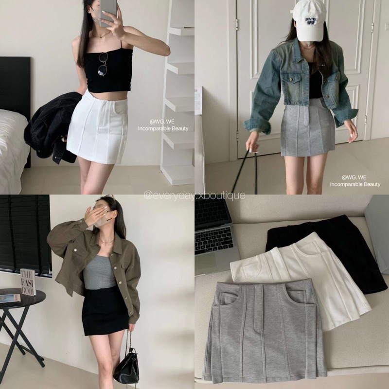 NEW•COCO SKIRT🖤(S,M 430฿ฟรีส่ง) กระโปรงสั้น ซิปหน้า ดีไซน์เค้าเก๋มากก รุ่นนี้สวยปังสุดๆ ผ้าดีมากกก เ