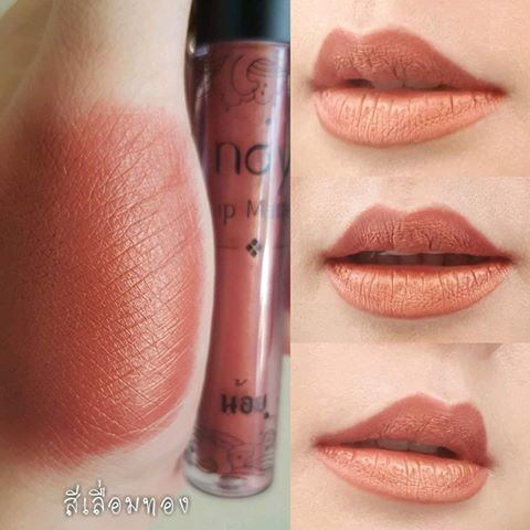 Noy Lip Matte - สีเลื่อมทอง น้อยลิปแ​ม​ท ลิปสติก ติดทน กันน้ำ ริมฝีปากชุ่มชื้น