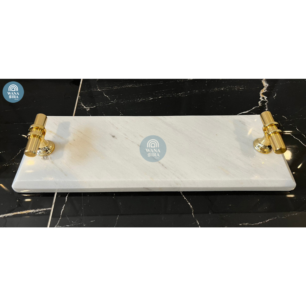 ถาดวางของหินอ่อน ถาดหินอ่อนแท้ ทรงเหลี่ยม ขนาด30x10 cm. / Wanasira