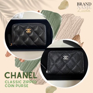 [สอบถามก่อนกดซื้อ]​ แท้​ 💯 New Chanel Zipped Coin Purse สีดำ อะไหล่เงิน/ทอง