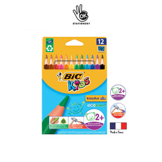 ถูกที่สุด พร้อมส่ง BIC บิค ดินสอสีไม้ BIC Kids Triangle จำนวน 12 สี (1 กล่อง)