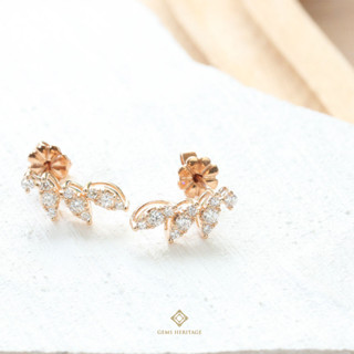 Gems Heritage : ต่างหูเพชร Sweet leaves diamond earring (erpg278)