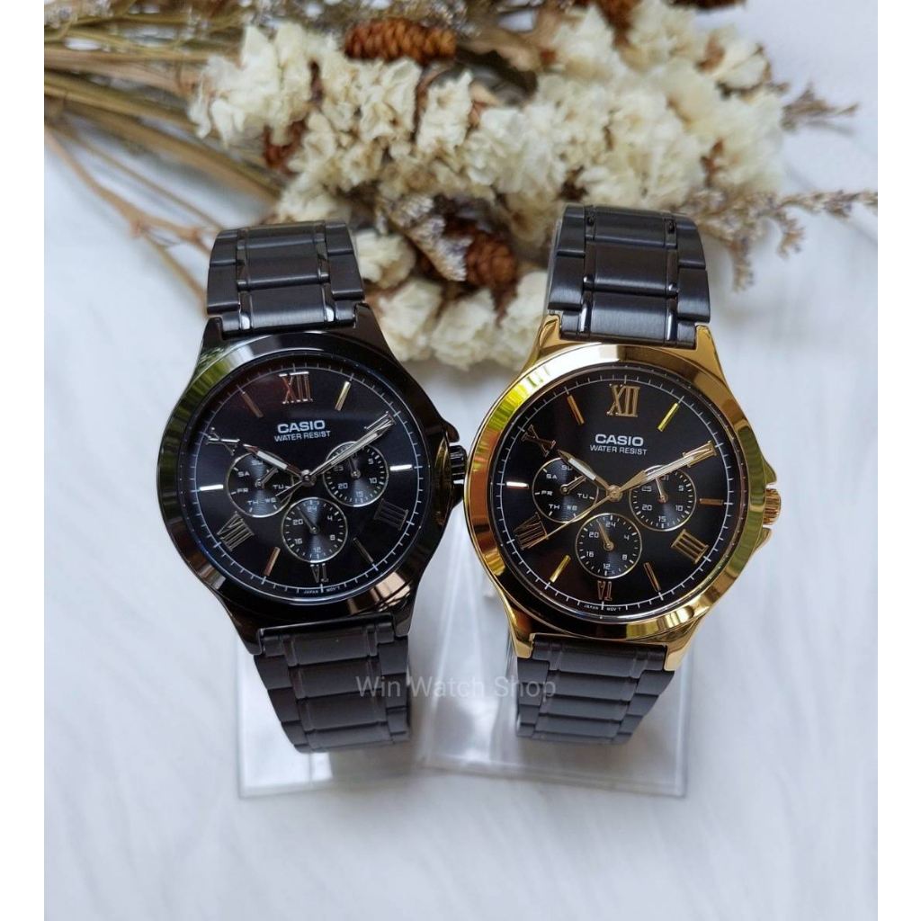 นาฬืกา Casio รุ่น MTP-V300GB-1A ,MTP-V300B-1A นาฬิกาผู้ชาย สายสแตนเลสสีดำ ของแท้ 100% รับประกันสินค้