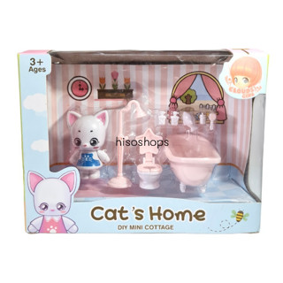 Cats Home DIY MINi COTTAGE เฟอร์นิเจอร์บ้านสัตว์ บ้านน้องแมว ของเล่นตกแต่งบ้านมินิ สุดน่ารัก สีสันสดใสให้น้อง ๆ ได้สนุก