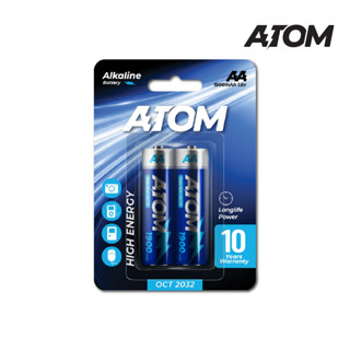 [แพค2ก้อน ] ถ่าน Atom Alkaline AA 1900mAh 1.5v ขายดีราคาถูก [แพค2ก้อน ] [สินค้าเป็นของแท้💯]  [Atom]