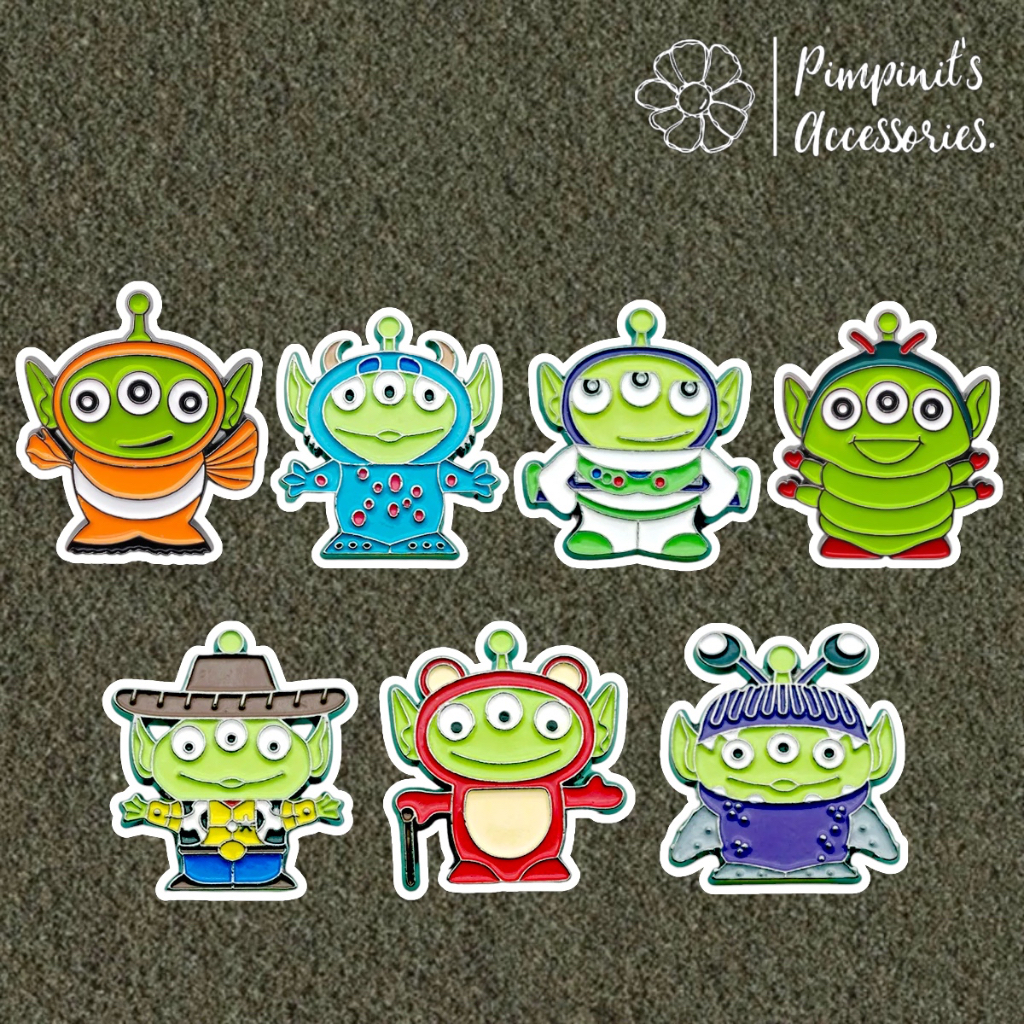 ʕ •ᴥ•ʔ พร้อมส่ง : เข็มกลัดเซ็ทกรีนแมน เอเลี่ยนสามตาทอยสตอรี่ | Green Man(Alien 3 Eyes) Toy Story Enamel Brooch Pin Set