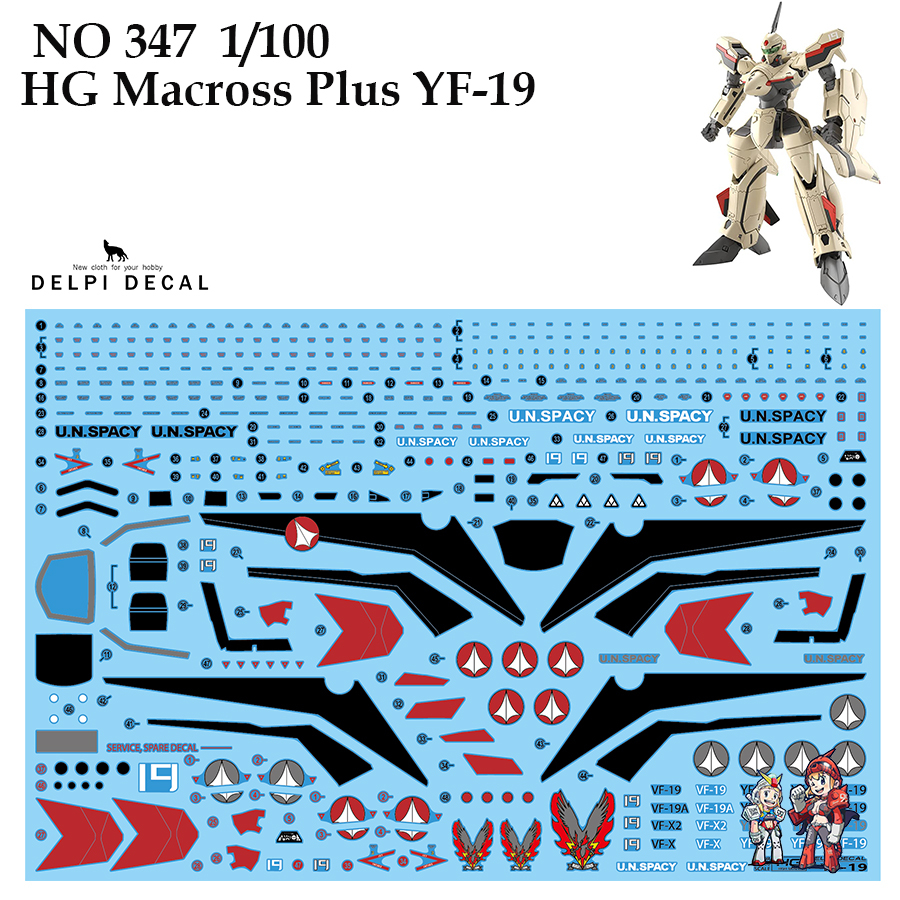 ดีคอลน้ำ [DELPI] 347 HG YF-19 MACROSS PLUS WATER DECAL