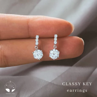 MNL💗ต่างหูเพชรโมซาไนต์ Classy Key เครื่องประดับแฟชั่น เงินแท้925 ไม่ลอกดำ มินิมอล ออกงาน วันเกิด ของขวัญ ผู้หญิง ใส่ง่าย