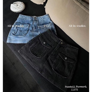 🇰🇷New🇰🇷  Korea pocket denim skirt กระโปรงยีนเป๋าหน้า2ข้าง ผ้ายีนฟอกสีสวยมากรุ่นนี้