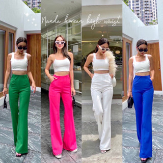 Nanda korean high-waist pants กางเกงขายาวรุ่นใหม่ซิปข้าง