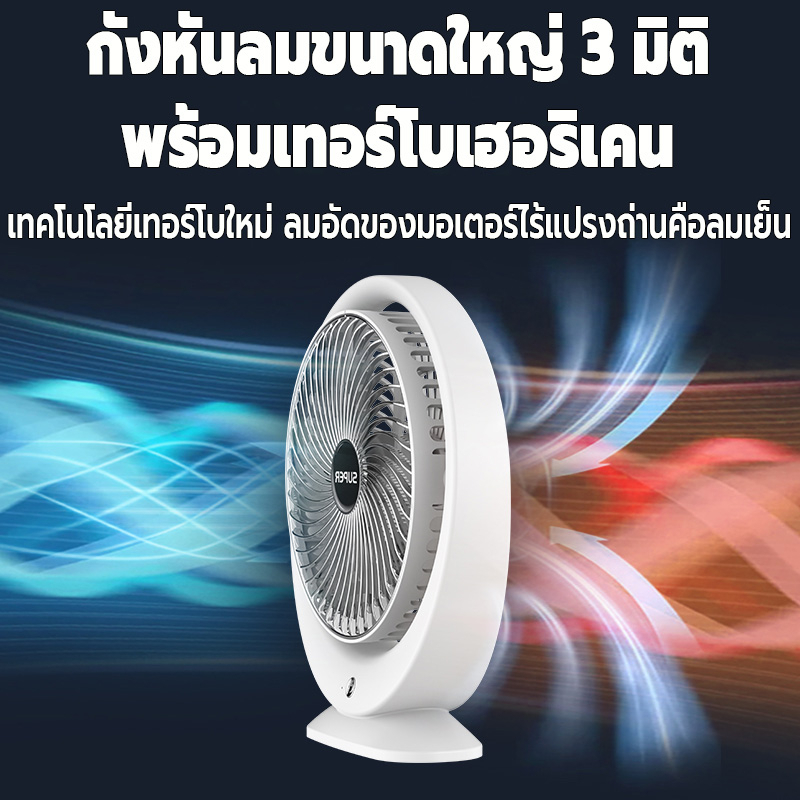 พัดลม พัดลมตั้งโต๊ะ ชาร์จUSB แบตเตอรี่ความจุสูง6000mAh ปรับได้3ระดับ ลมแรง พัดลมไร้สาย พัดลมพกพา เสียงเงียบไร้เสียงรบกวน รูปที่ 4