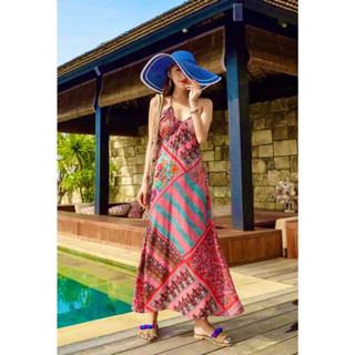 เดรสสายเดี่ยว Gipsy Maxi Dress ผูกหลัง ชุดเที่ยวทะเล ป้าย YPY 🌴