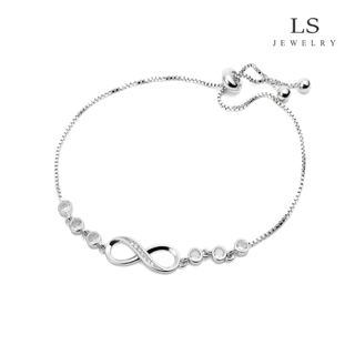 LS jewelry สร้อยข้อมือแพลทินัม อินฟินิตี้ ผู้หญิง แฟชั่น ประดับคริสตัล ปรับขนาดได้ ของขวัญคู่ b2302