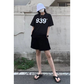 พร้อมส่ง*เสื้อยืดแขนสั้นทรงหลวมพิมพ์ลาย939