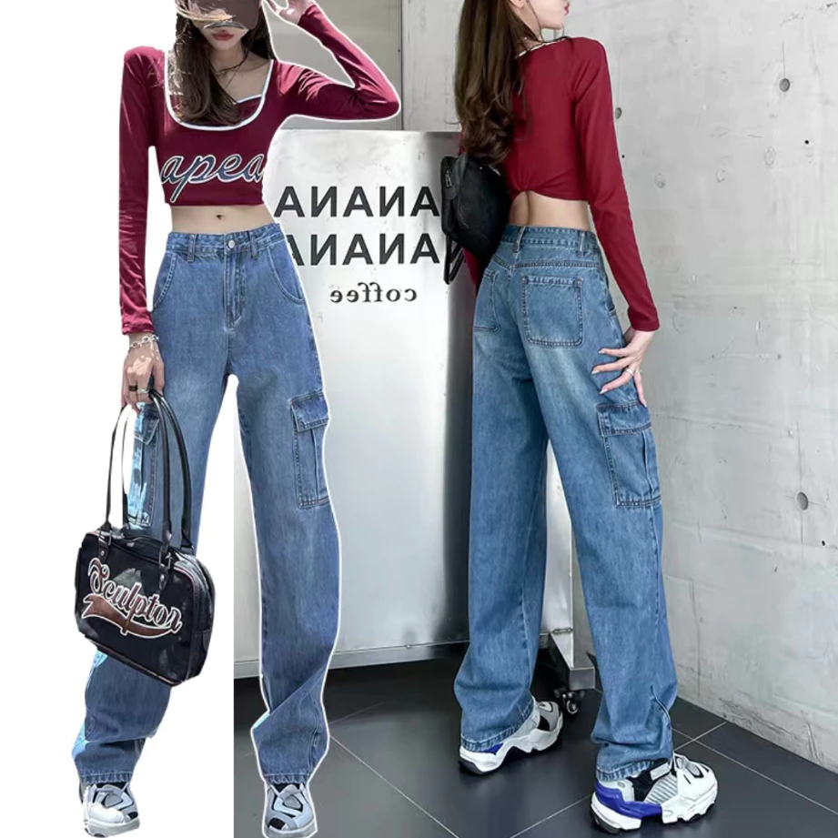 Swan shop กางเกงคาร์โก้ ทรงกระบอก สุดเท่สไตล์วินเทจ หญิงใส่ได้ผู้ชายใส่ดี รุ่นใหม่พร้อมส่งค่ะ