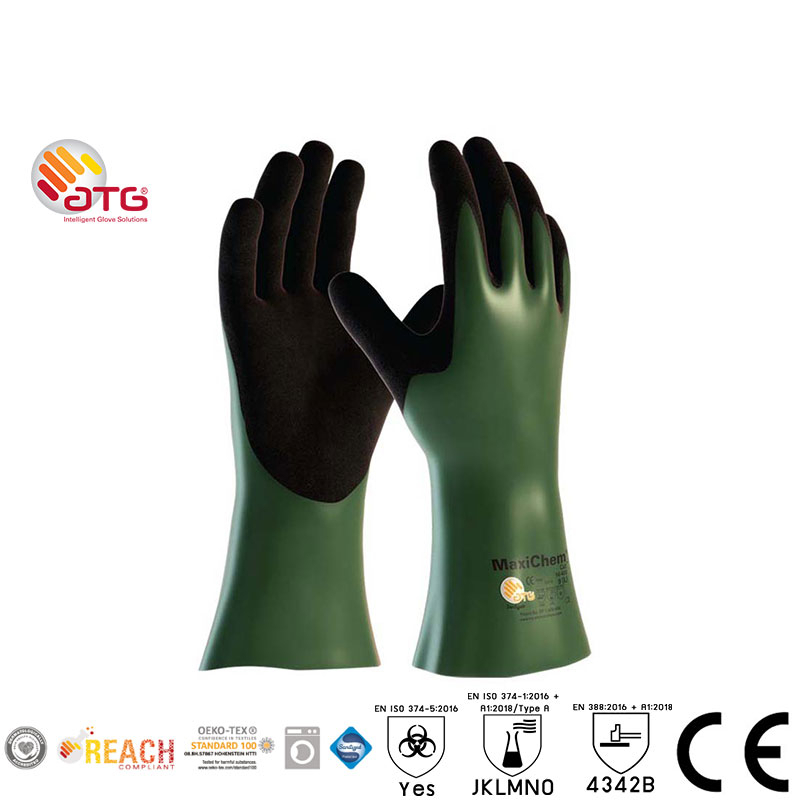ATG MaxiChem Cut ถุงมือกันบาดเคลือบไนไตร | สัมผัสน้ำมัน | ป้องกันสารเคมี | ป้องกันการบาดเฉือน
