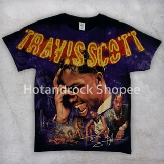 เสื้อยืดวงสีดำ Travis Scott Over Print Full Screen Premium OVP PM 21 Hotandrock