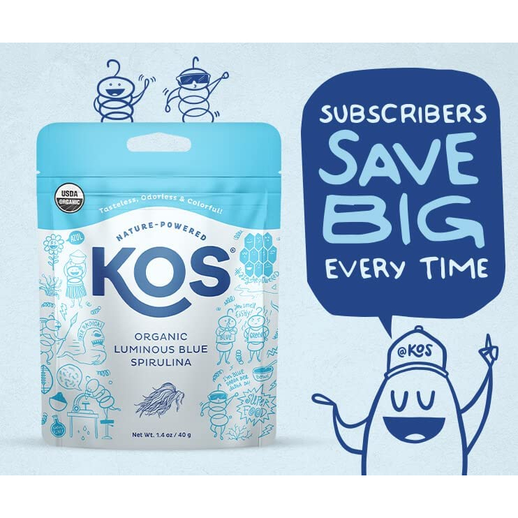 KOS USDA Organic Blue Spirulina Powder, Phycocyanin - Vegan Algae Superfood - Natural Food Coloring 