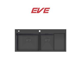 EVE ซิงค์ล้างจาน 2 หลุม ที่พักขวา สแตนเลส สีดำ CARBONYTE 1200/520 LH