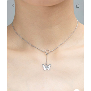 พร้อมส่งจากไทย Brandy Melville Silver Butterfly Circle Necklace สร้อยคอแบบยาว สร้อยคอผีเสื้อ