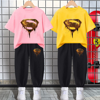 H423+K423B ชุดเซ็ทเด็กเสื้อยืด+กางเกงขายาว ใส่ได้ทั้งเด็กชายและเด็กหญิง ลายสวยแฟชั่นนานาชาติ