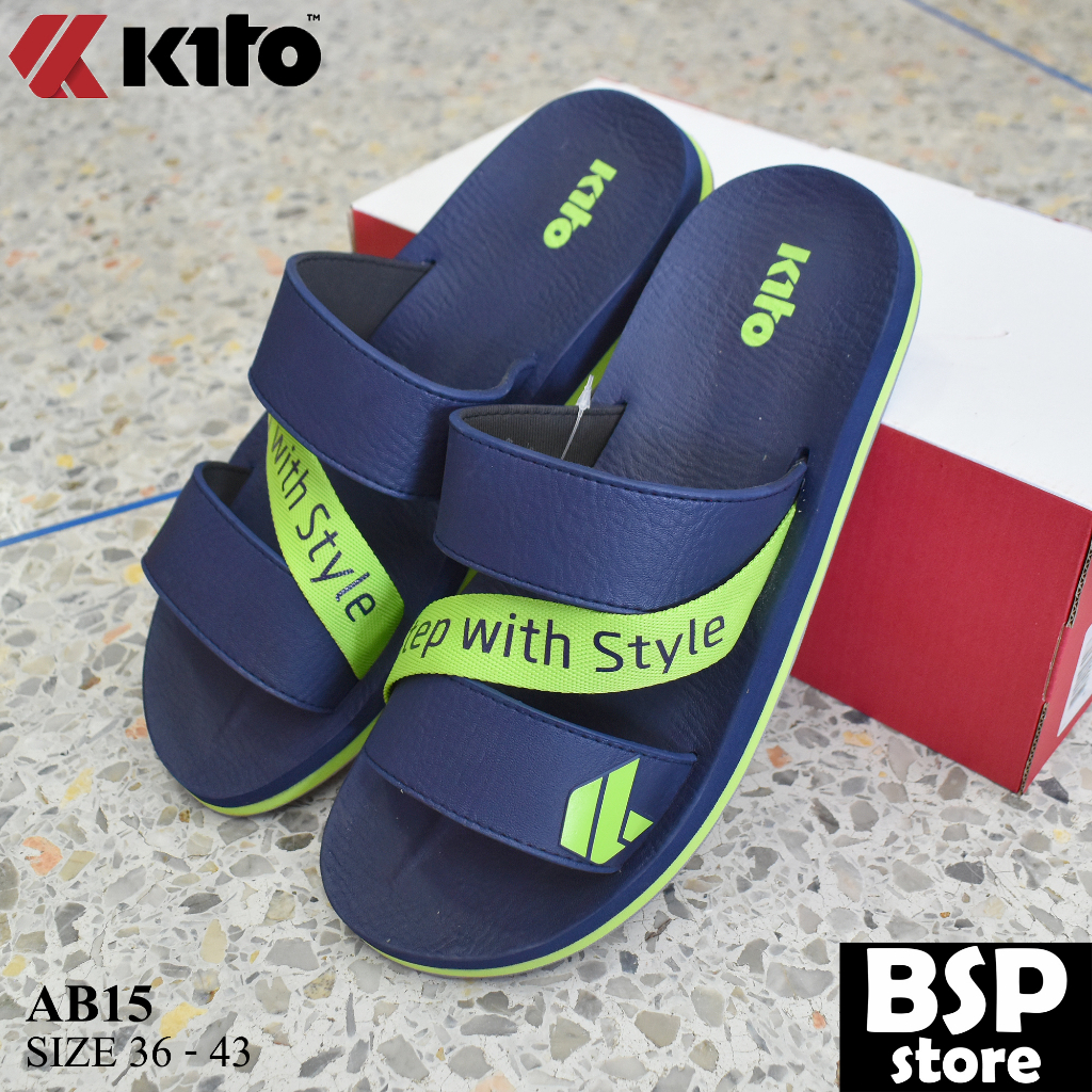 Kito(กีโต้) รุ่น AB15 สีกรม รองเท้าแตะ ชาย หญิง ดีไซน์ทันสมัยเหมาะกับไลฟ์สไตล์วัยรุ่น พื้นหนานุ่ม น้