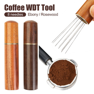 ☕เครื่องกวนกาแฟเอสเปรสโซ่ที่กดกาแฟสแตนเลส 8 เข็มจำหน่ายกาแฟ Leveler WDT เครื่องมืออุปกรณ์บาริสต้า