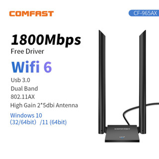 Comfast อะแดปเตอร์การ์ดเครือข่าย Wifi6 Usb Dual Band Ax1800 Usb3.0 Wi-Fi Dongle Drive ฟรีการ์ดเครือข่าย Wifi6 สําหรับแล็ปท็อป