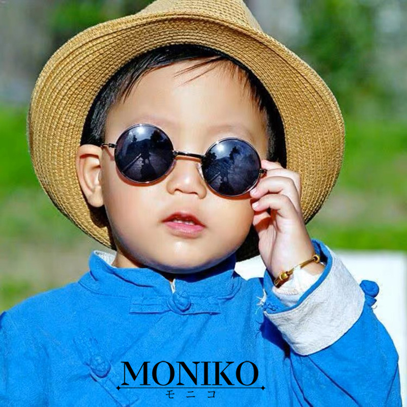 MONIKO แว่นตาเด็ก แว่นกันแดด แว่นวินเทจ กรอบโลหะ ทรงกลม - รูปที่ 2