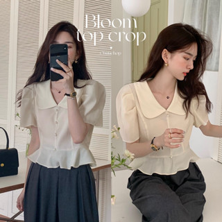 chuuchop_พร้อมส่ง(C8100)🧸✨ Bloom crop top เสื้อครอปเเขนตุ๊กตา สไตล์เกาหลี