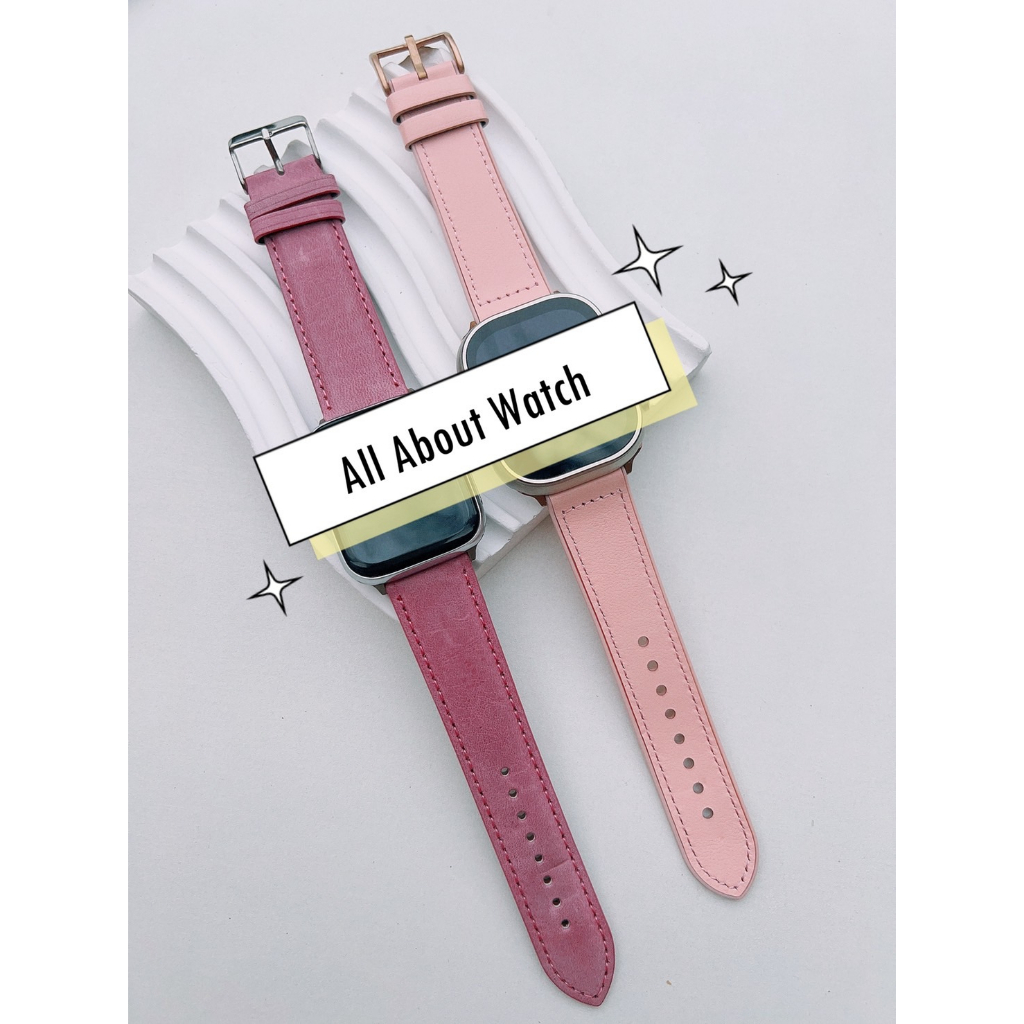 พร้อมส่ง สายนาฬิกาแบบหนัง PU สีสดใส ใช้ได้กับ Smart Watch 8 7 6 5 4 3 2 1 Se Ultra 8 Pro Hello Ultra